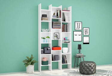 Cadiz White Gloss Triple Bookcase: Modern, Space-Saving, and Elegant Storage Solution - UK Luxury Furniture